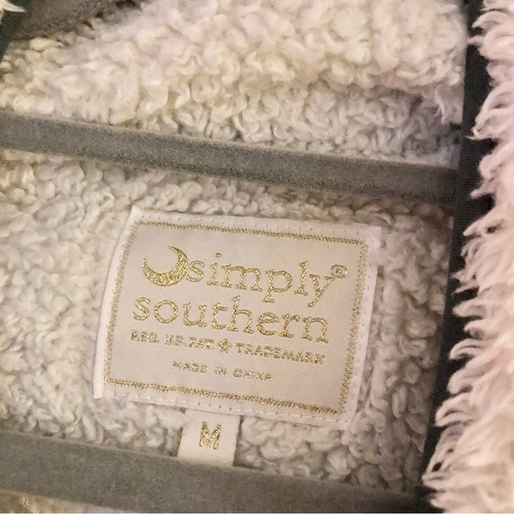 Simply Southern Sherpa Snap Quilted pullover Green White size medium - Picture 3 of 6